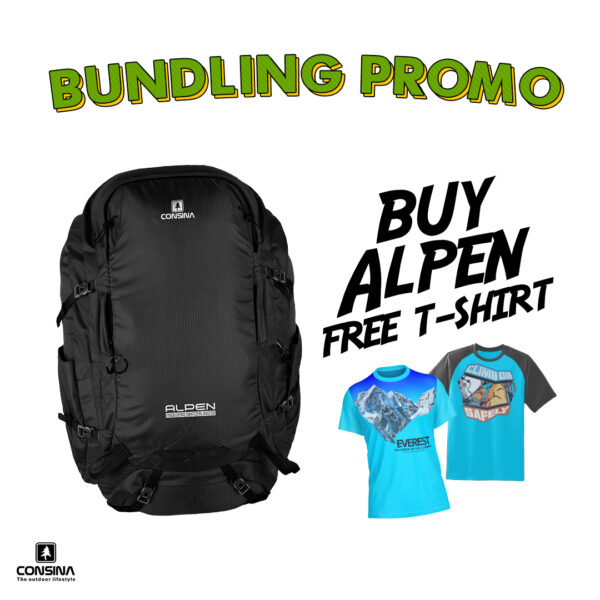 CONSINA PAKET BUNDLING ALPEN RANSEL GUNUNG + T-SHIRT CONSINA
