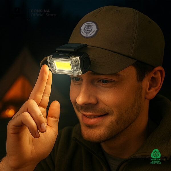 Consina Headlight T133 Lampu Kepala Multifungsi Charge | Camping Outdoor Gunung Mancing
