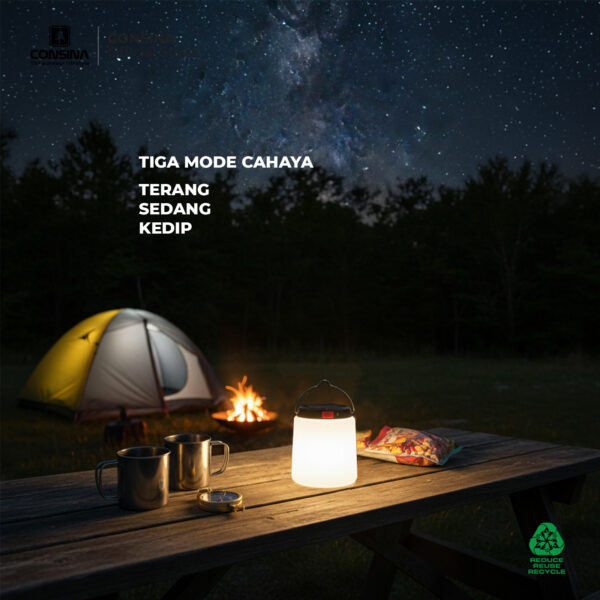Consina Camping Lamp F02  Lampu Tenda Outdoor Hiking Gunung Mancing Rechargeable Solar