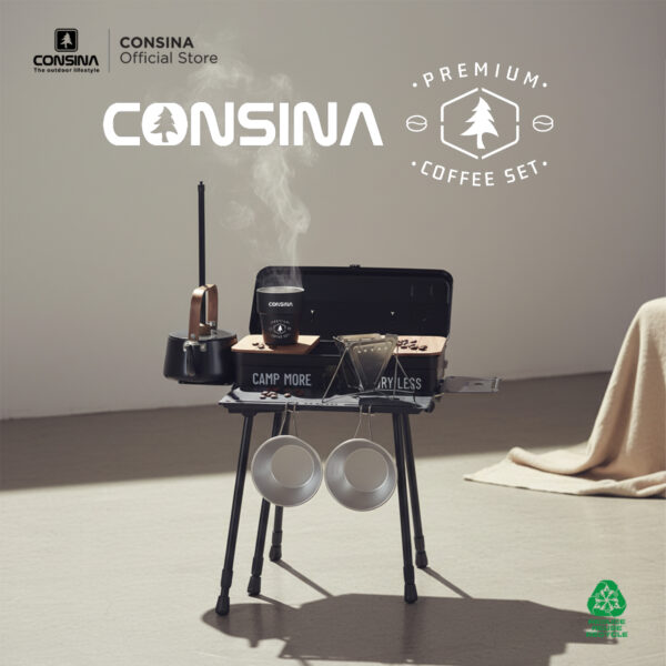 Consina Premium Coffee Set Meja Outdoor Seduh Kopi Outdoor | Camping Gunung