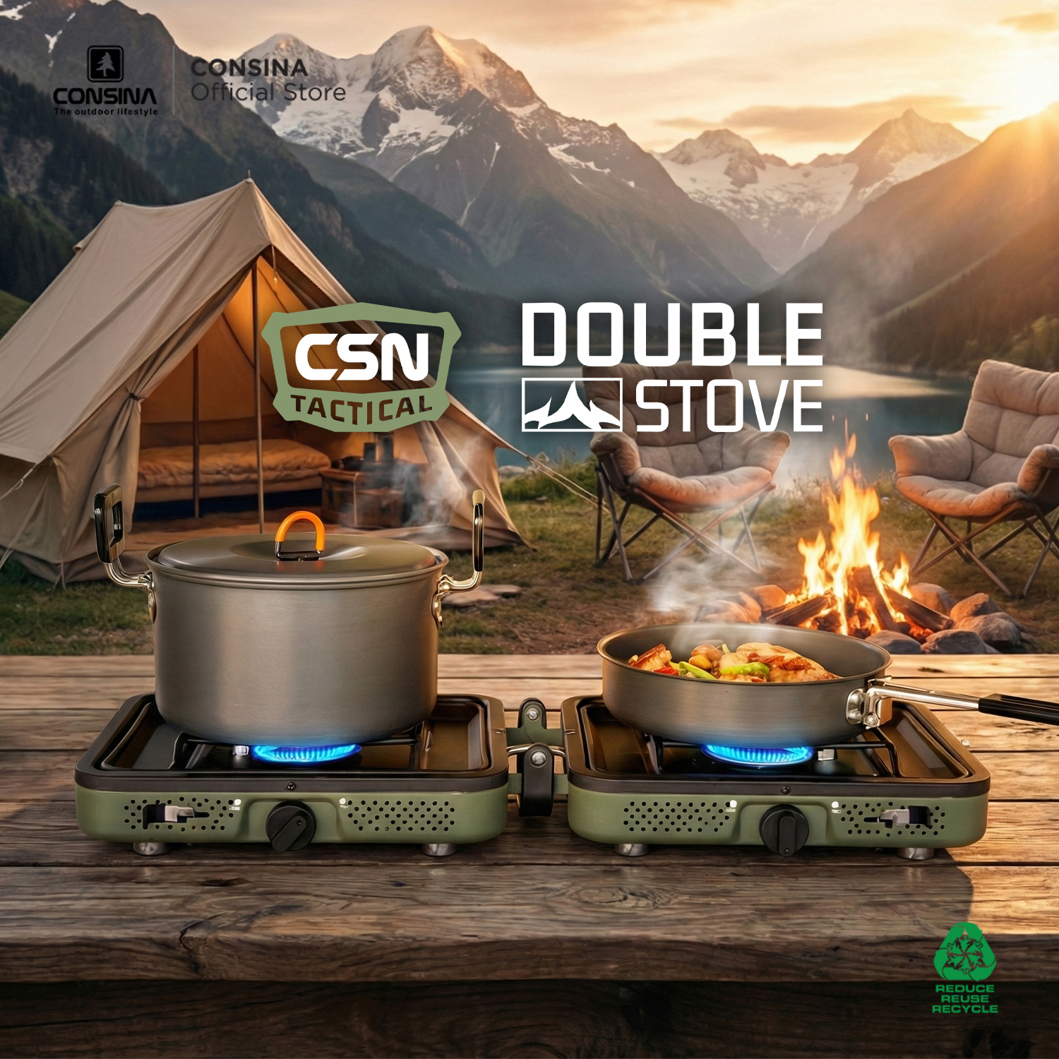 Consina Double Stove Kompor Camping Outdoor | Hiking Camper Van Outbound Mancing
