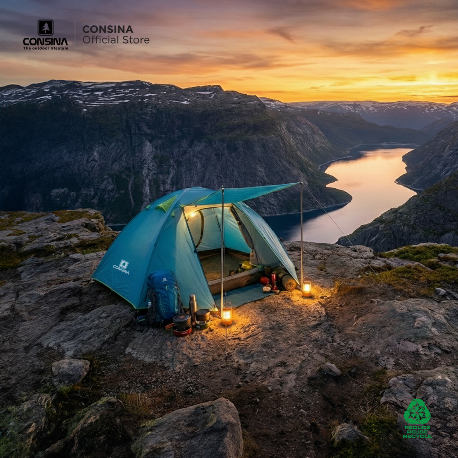 Consina Desert Fox Tenda Dome Gunung 2-3 Orang | Outdoor Camping Hiking Tent