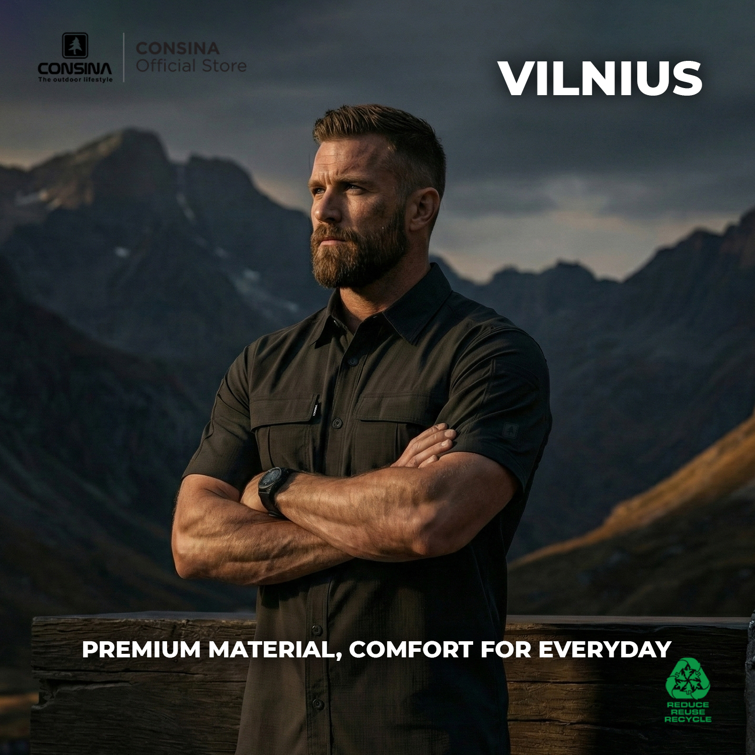 Consina Vilnius Kemeja Lengan Pendek Quickdry | Outdoor Gunung Tactical