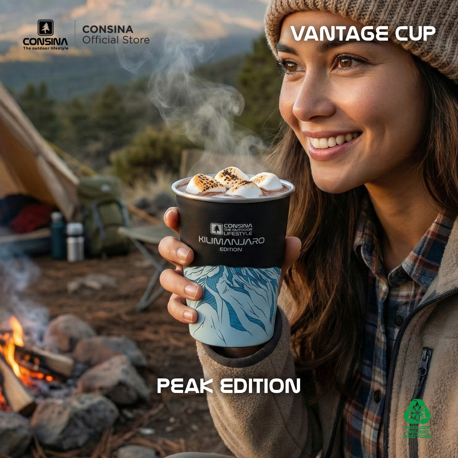 Consina Vantage Cup Mug Stainless Outdoor 350ML Isi 4pcs | Hiking Camping Travelling