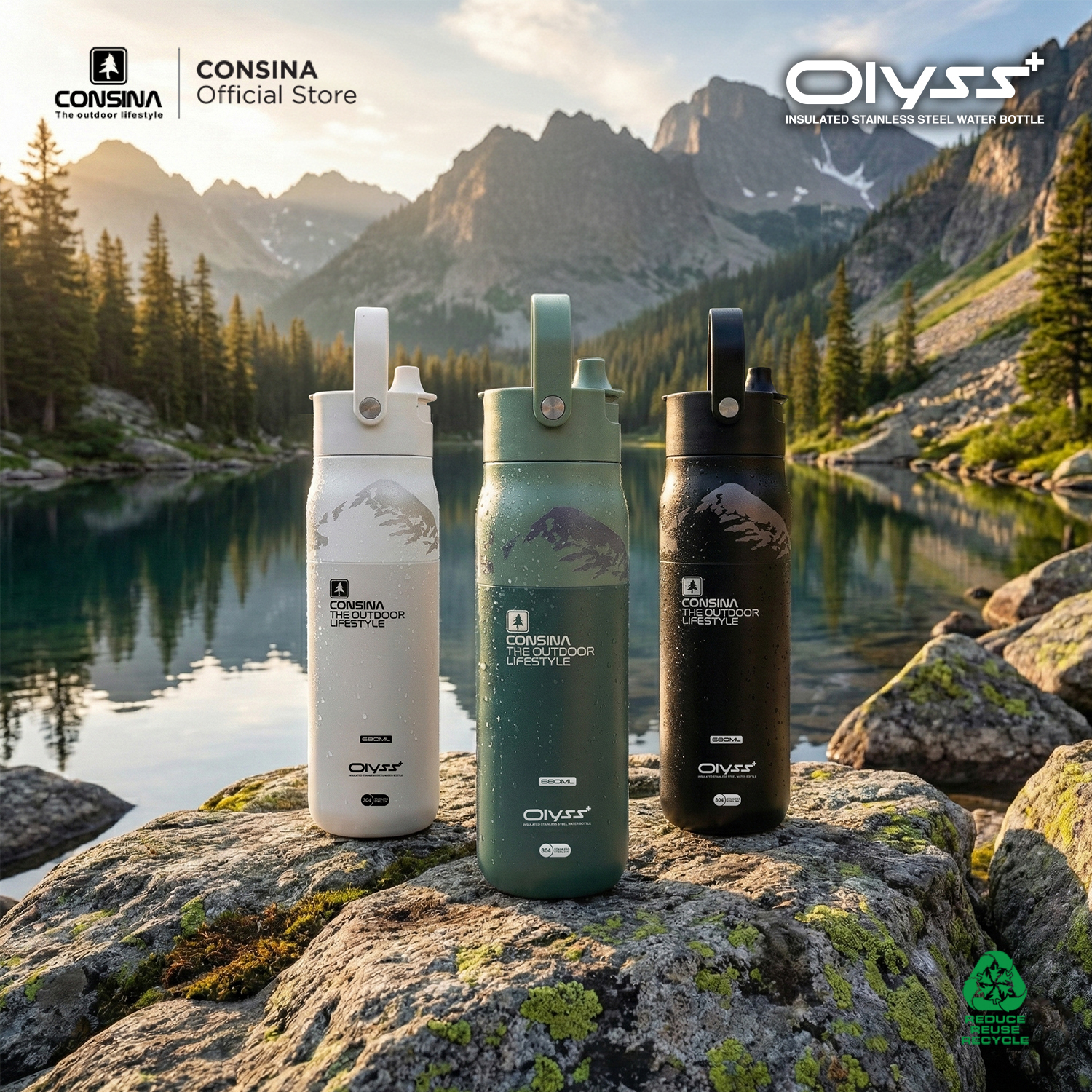 CONSINA OLYSS COLD & HOT TUMBLER BOTOL MINUM OLAHRAGA | GUNUNG OUTDOOR SPORT STAINLESS VACUUM BOTTLE