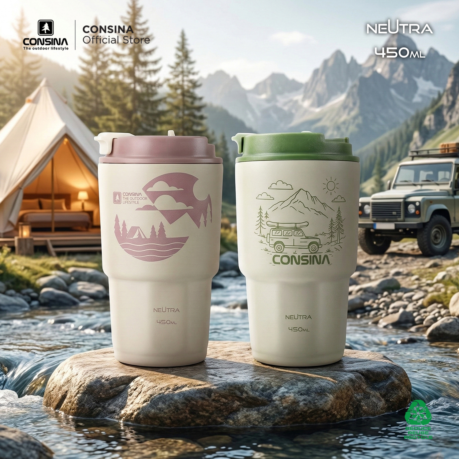 Consina Neutra Office Premium Tumbler | Double Insulated Stainless Steel Outdoor Camping 450M